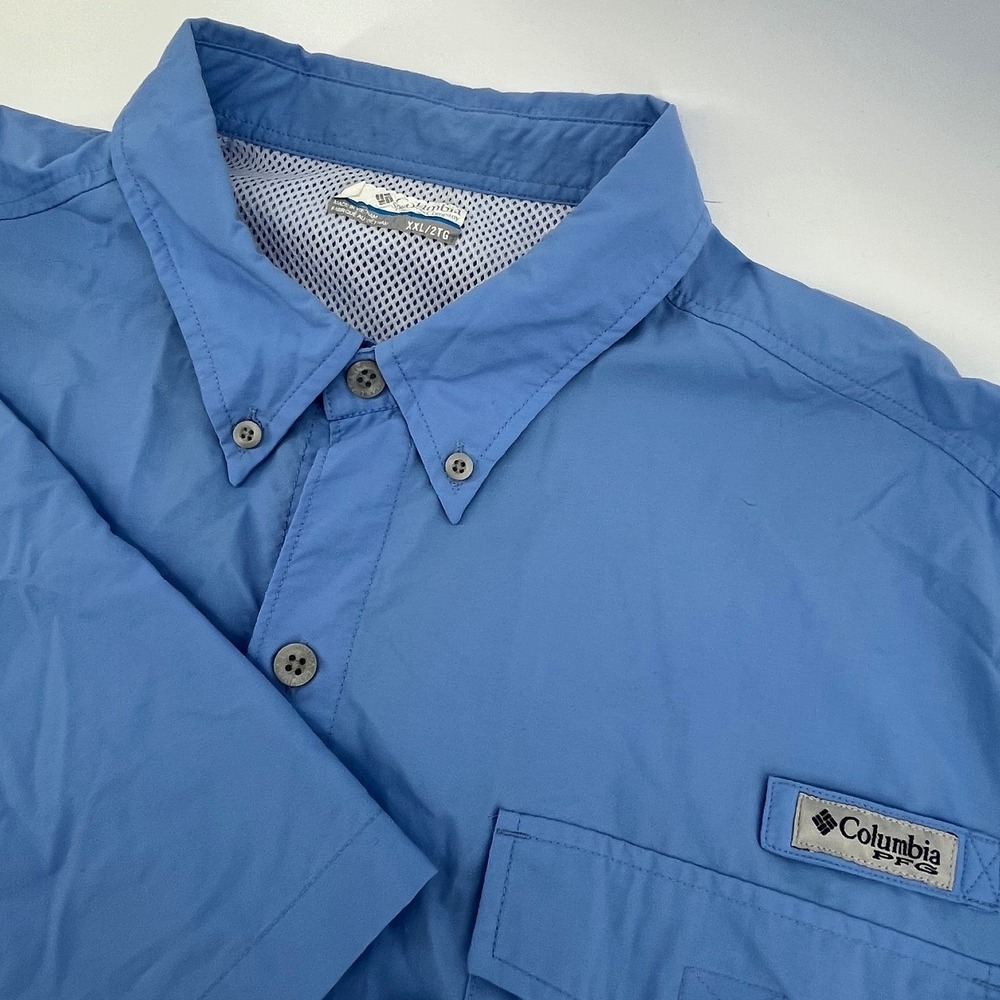 Columbia PFG Fishing Shirt Mens XXL Blue Short Sleeve Tamiami II FM7266